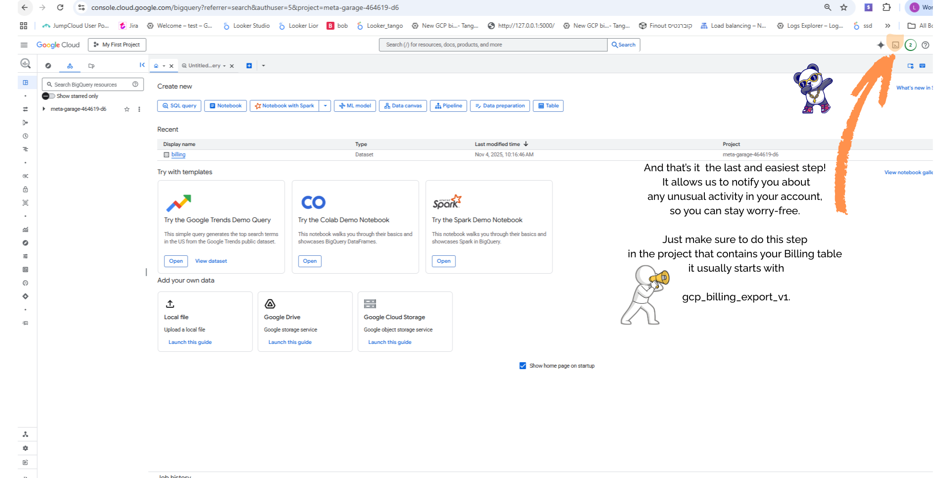 BigQuery billing setup